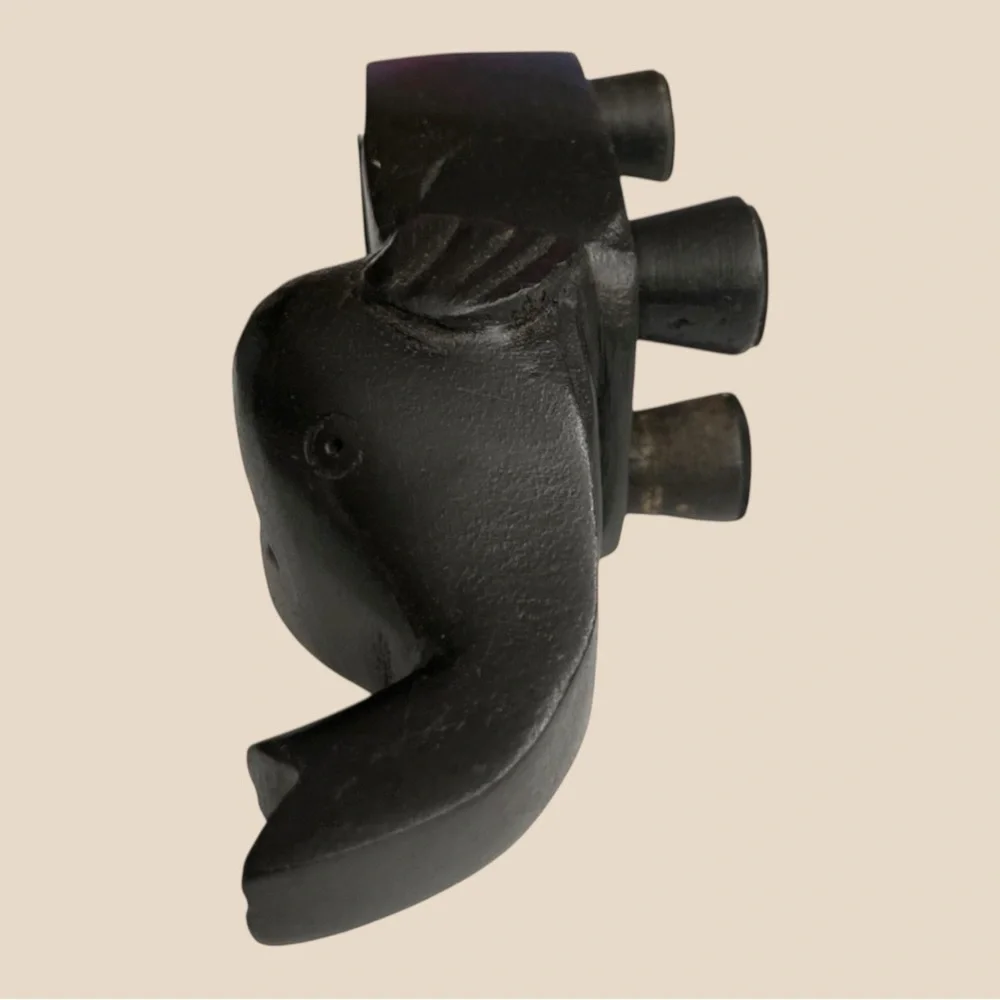 Vintage Black Elephant Tea Light Candle Holder Carved Wood Figurine 7